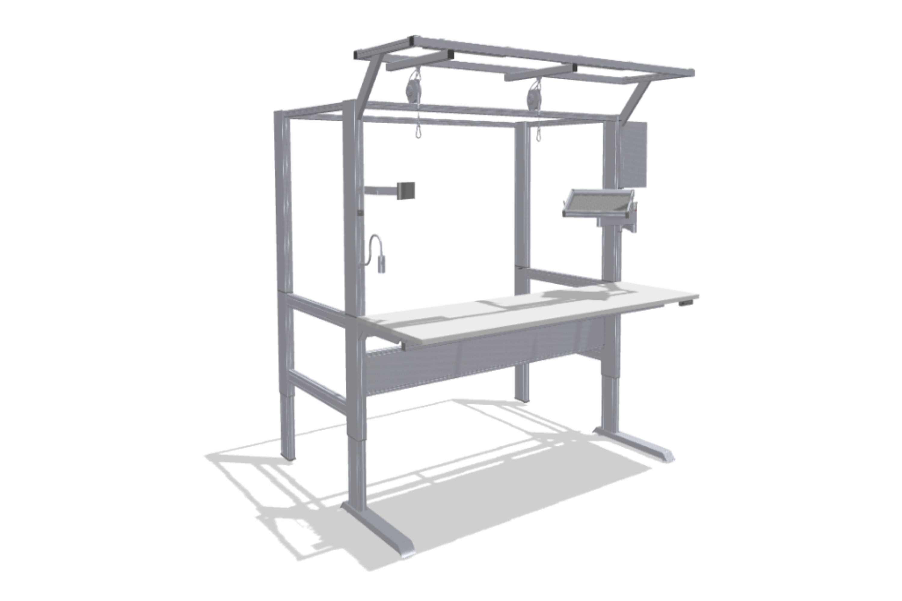 Ergonomic material supply with work bench 4E FIFO
