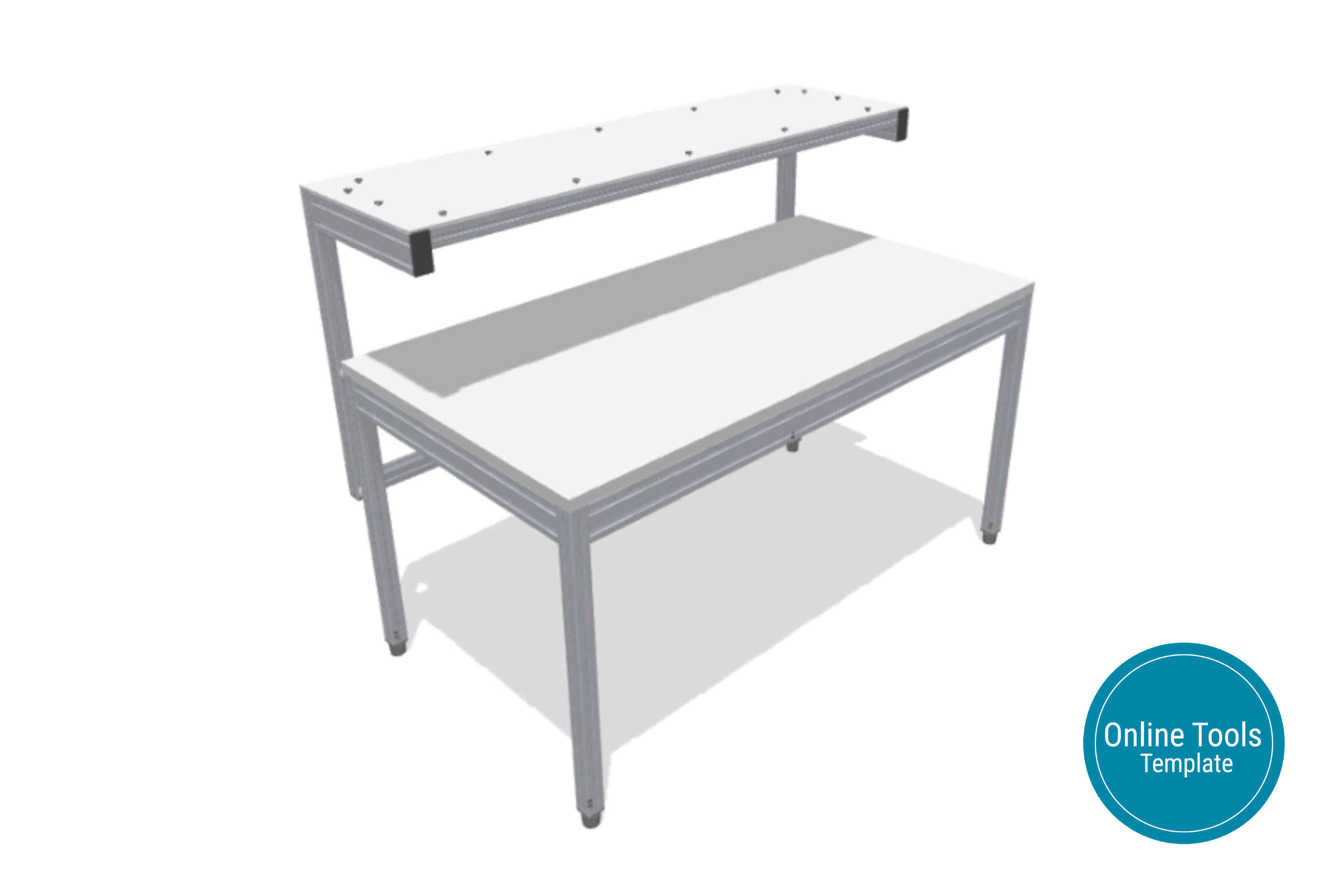 Lightweight MB work bench with simple, height-adjustable shelf