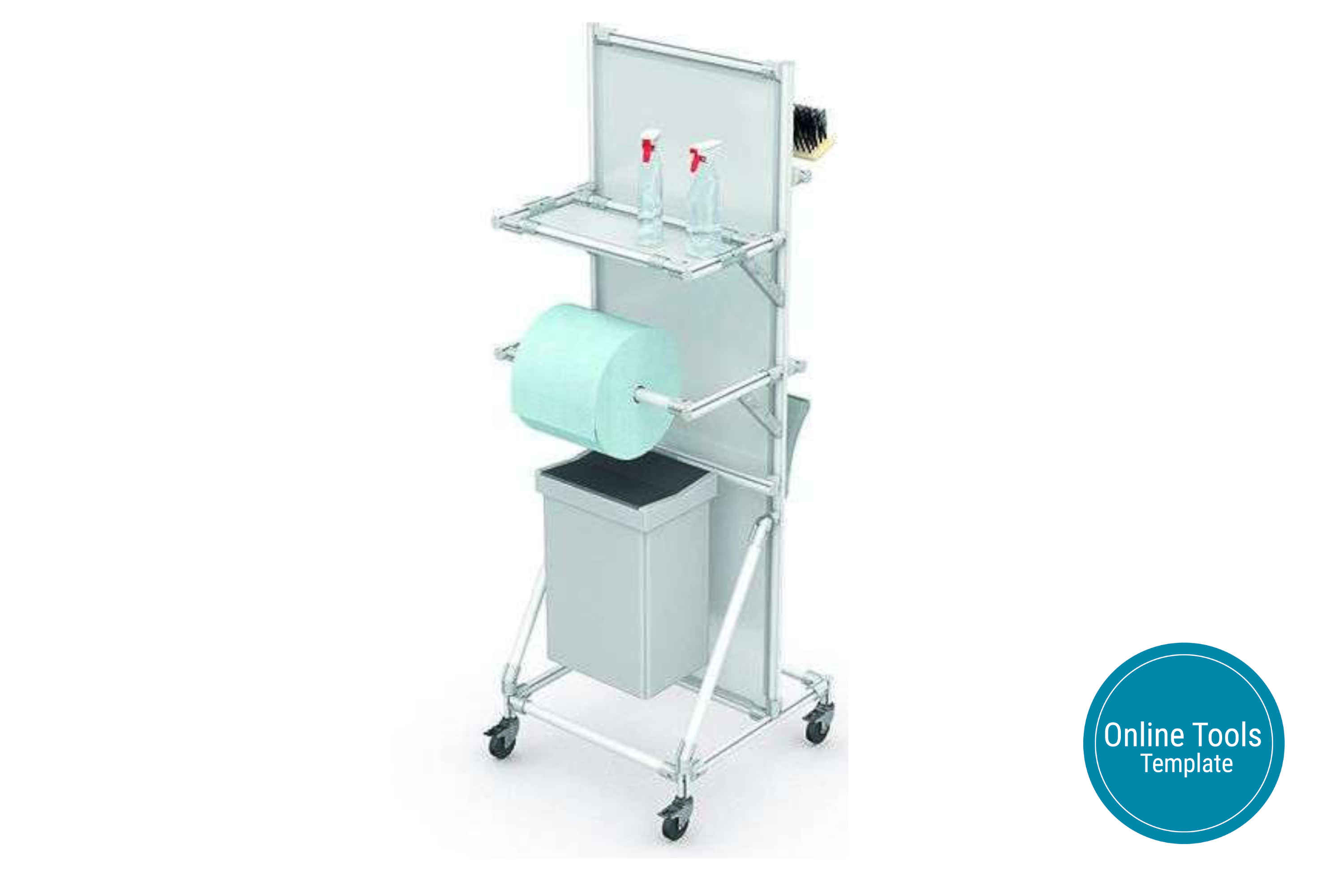 Lightweight and compact cleaning trolley with 5S features