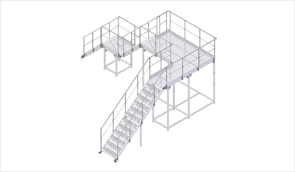 Ejemplo de diseño del sistema de escaleras y plataformas