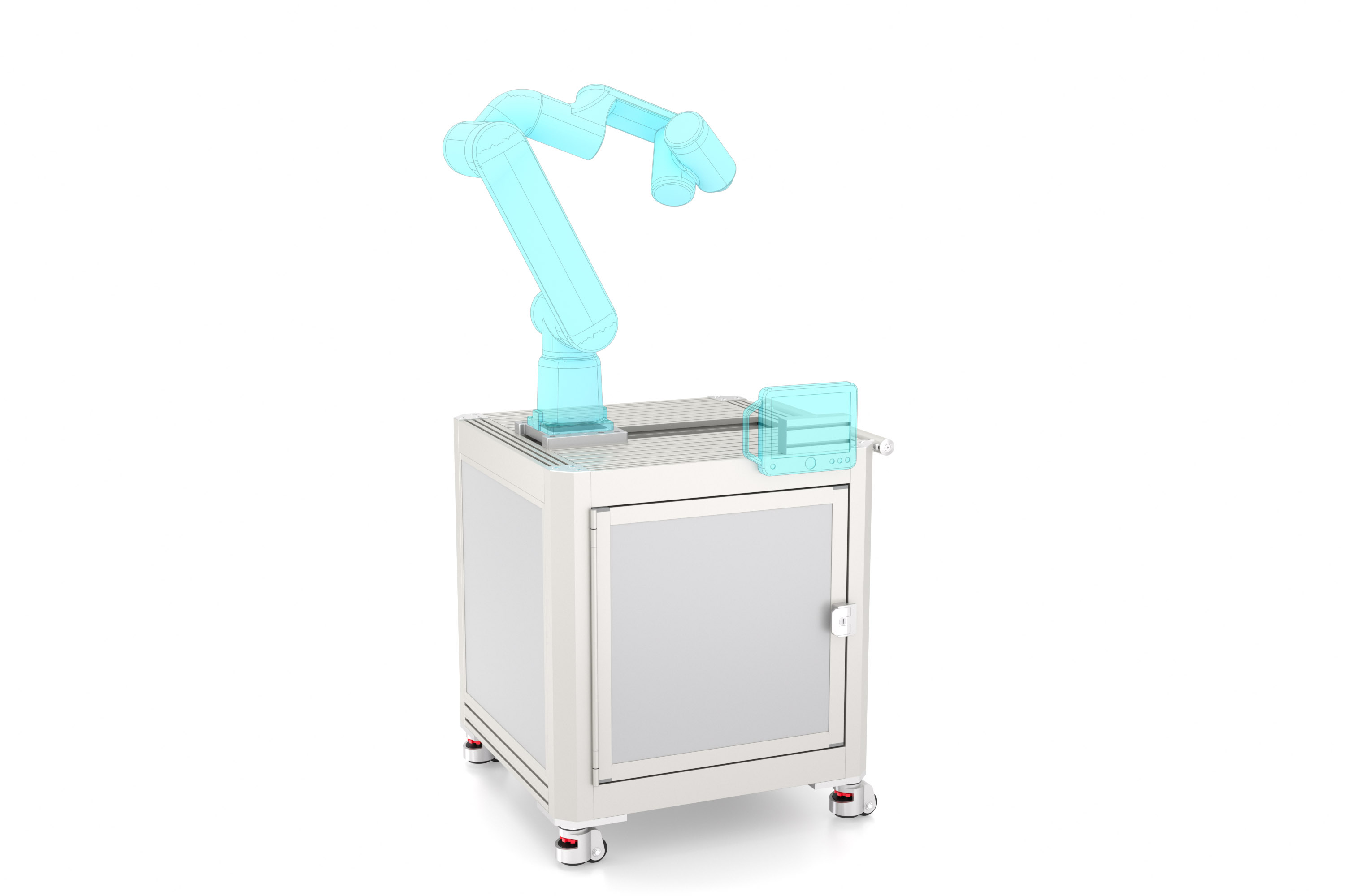 Mobile robot island for cobots with central cable duct - EX-01586