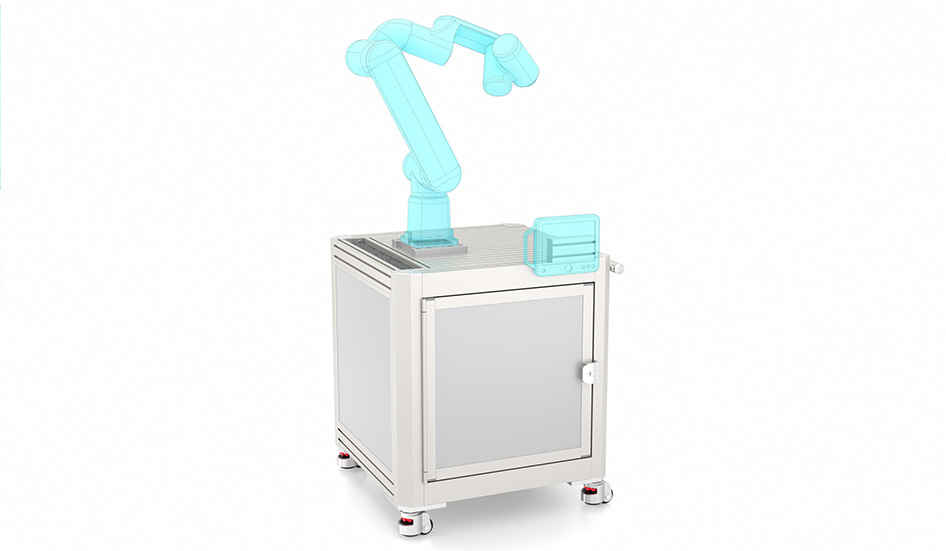 Mobile robot pod with cable grommet and handle