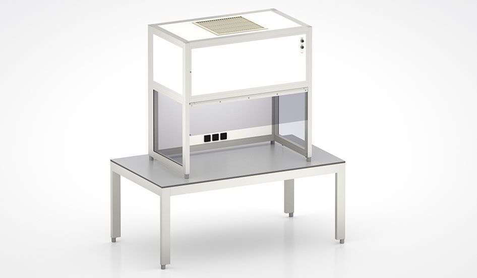 Laminar flow box as a table-top unit