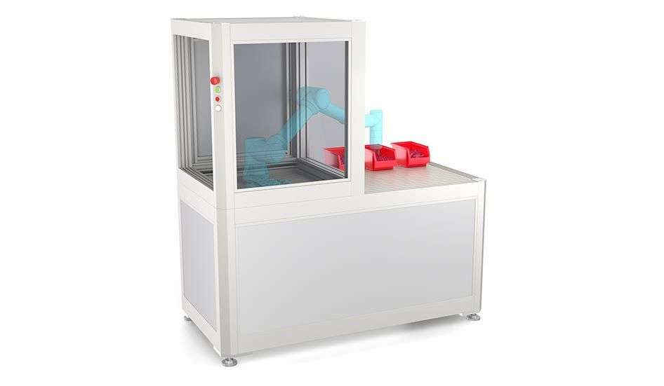 Partially enclosed cabin for using cobots