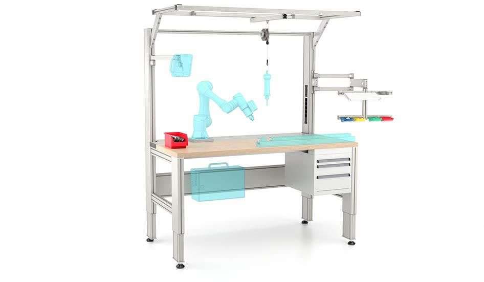 Collaborative work bench with comprehensive equipment