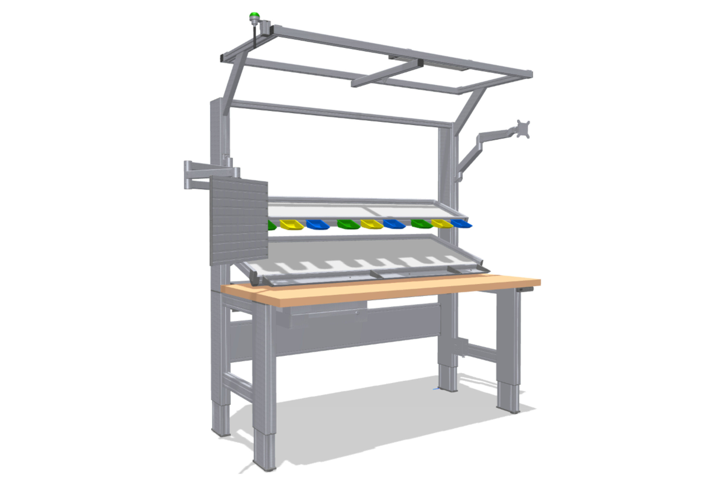 Heavy-duty work bench with trays