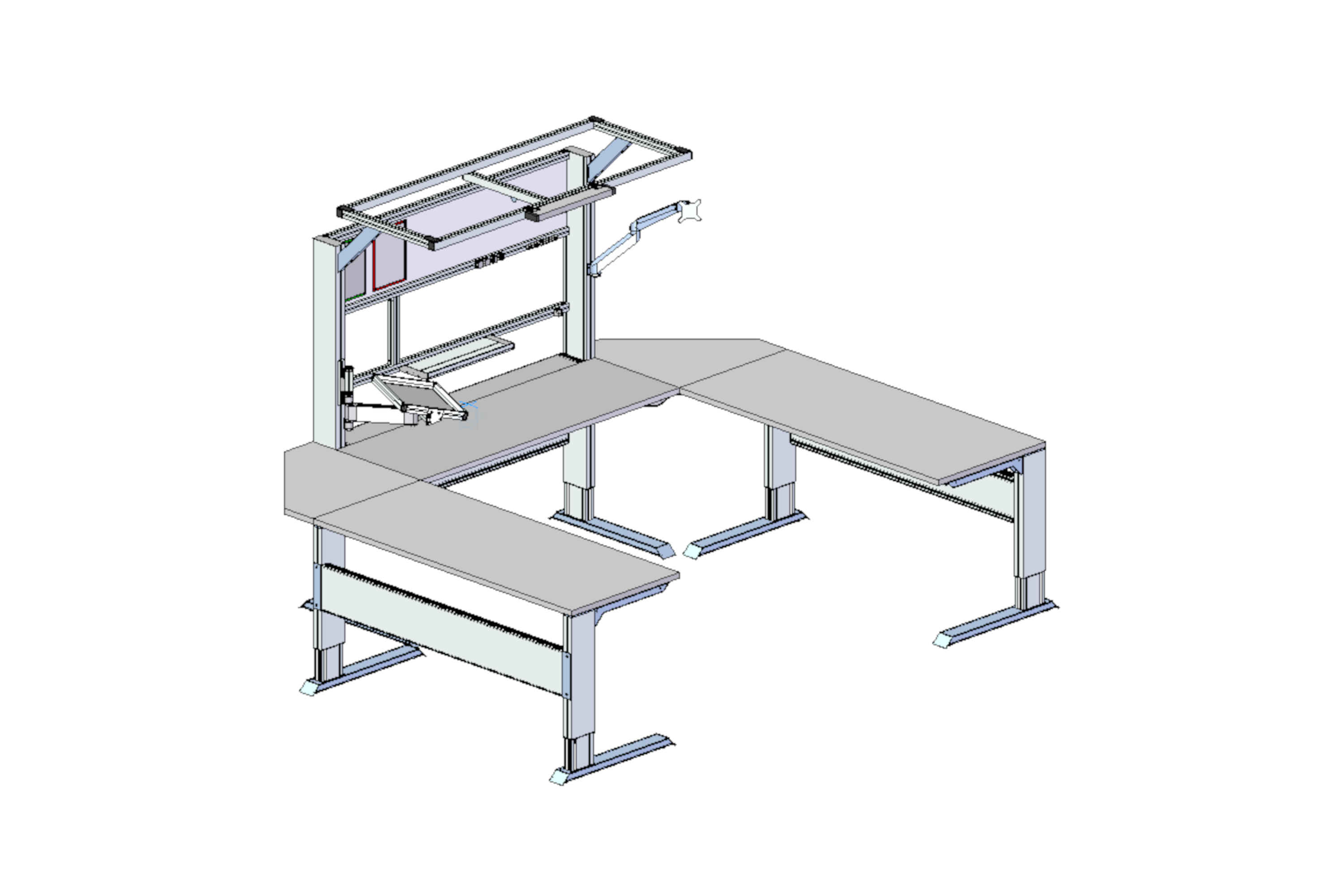 Height-adjustable U-shaped work bench based on Table Column Set 6 E - EX-01640