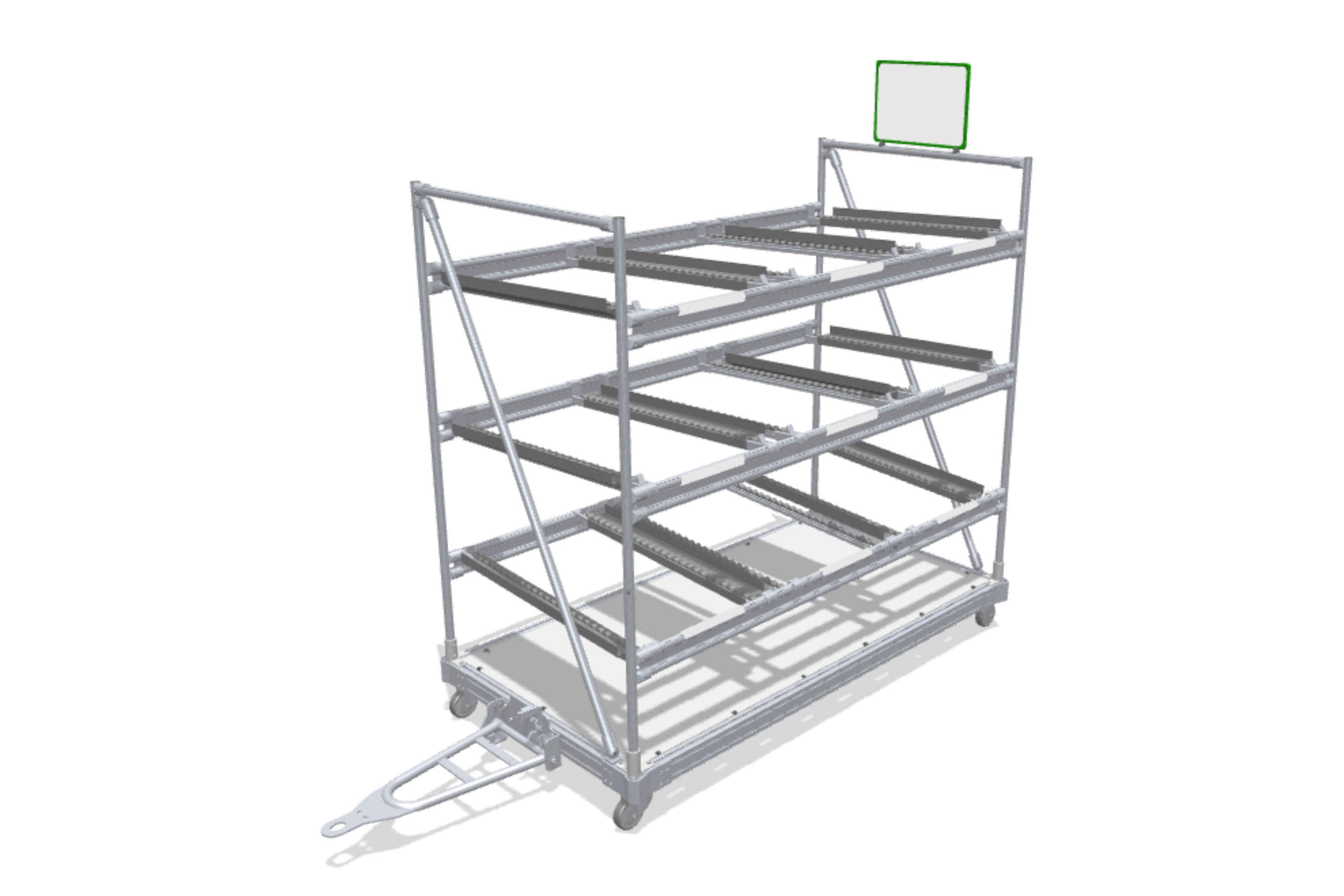 Mobile FIFO supply rack for tugger trains