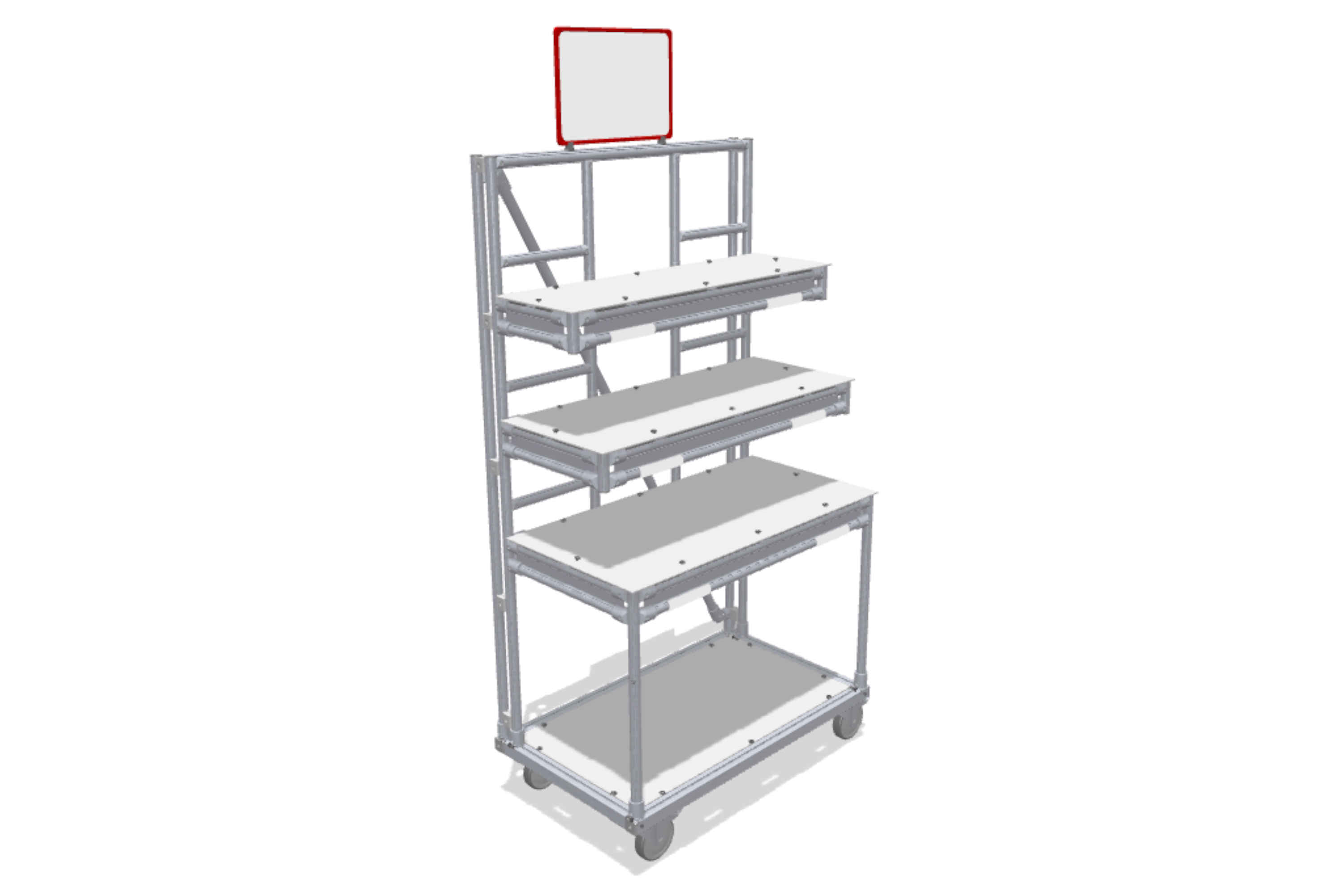 Multilevel trolley with three storage shelves