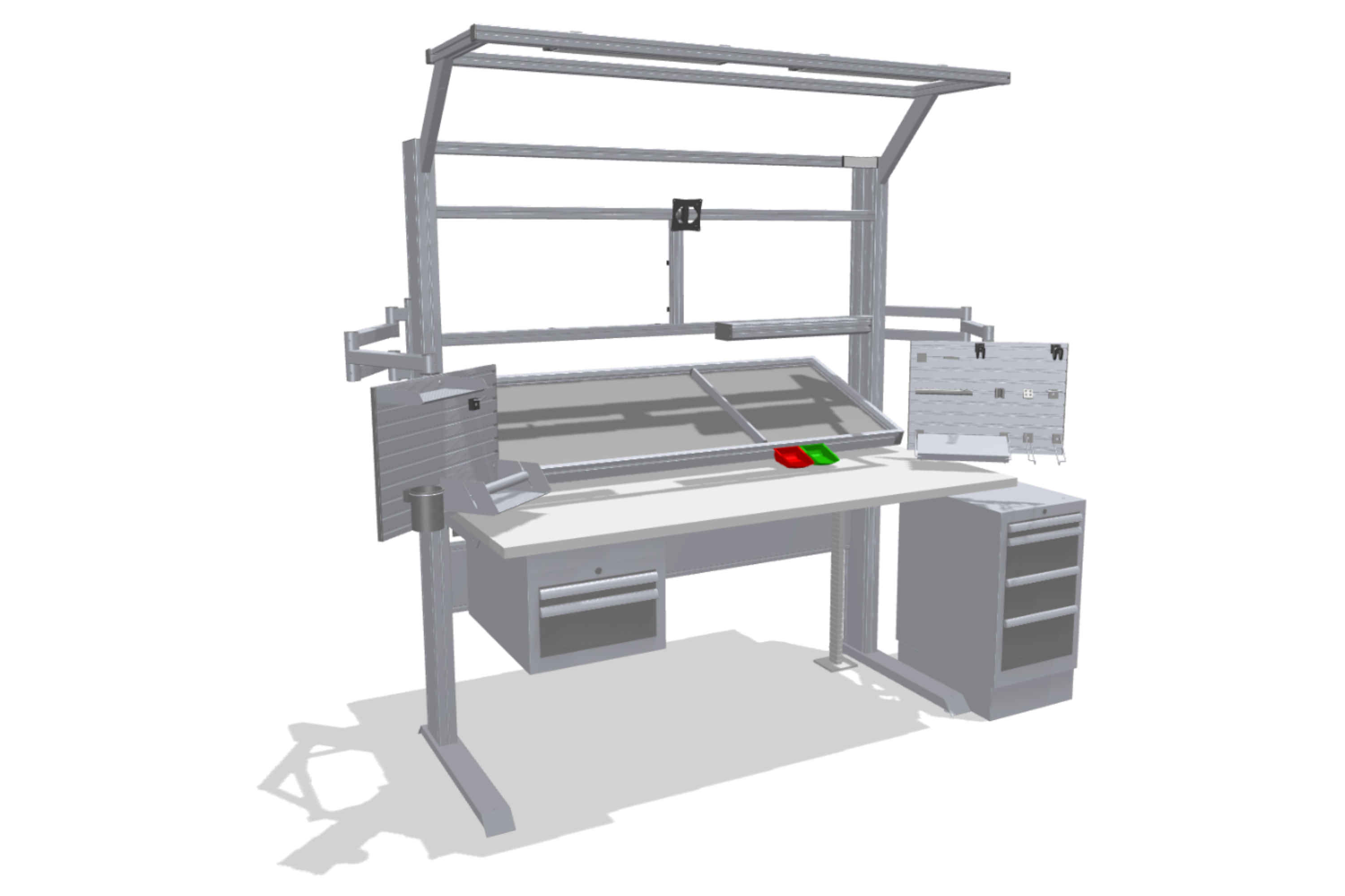 Assembly workstation with material supply from rear
