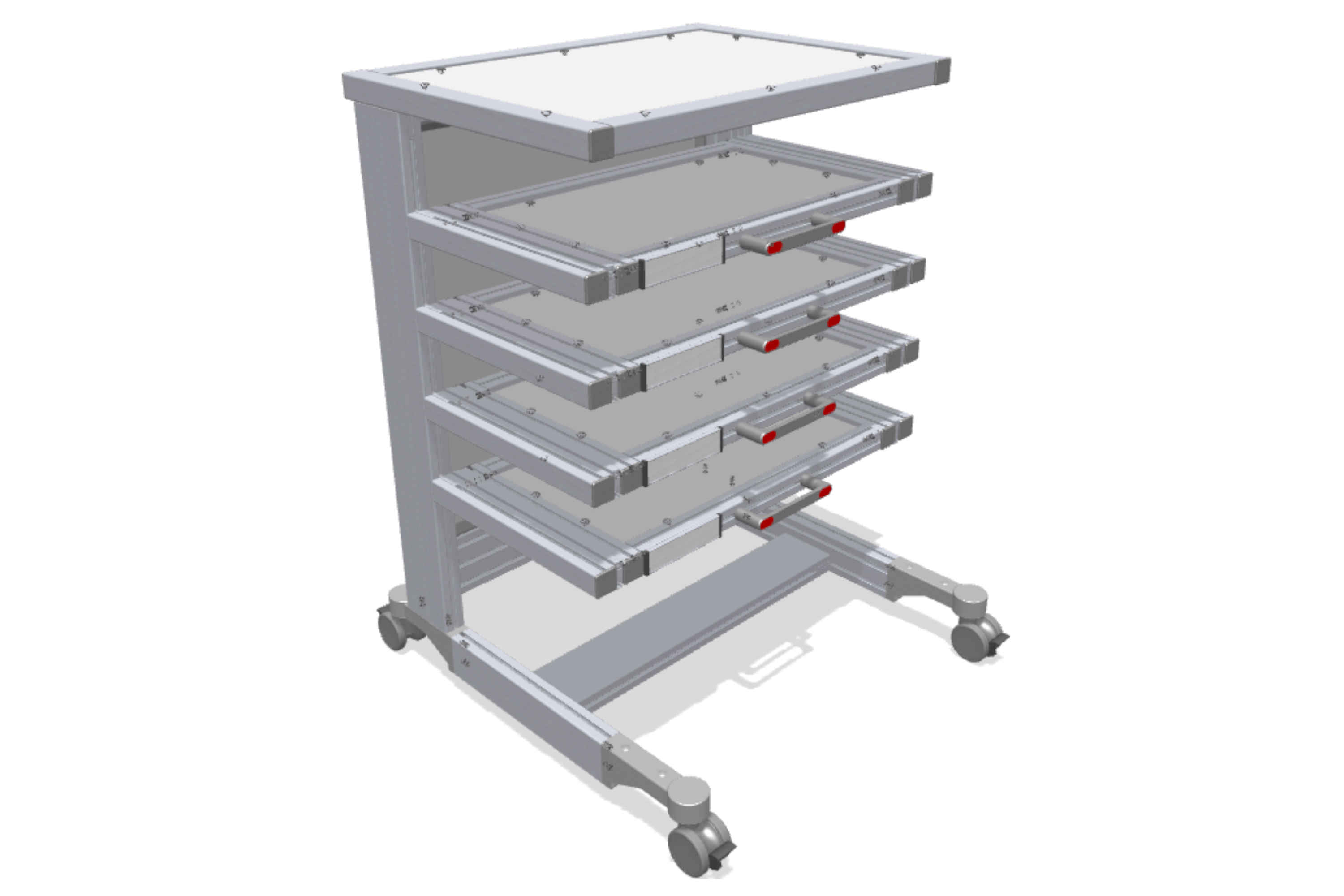 Rolling cabinet with custom drawers