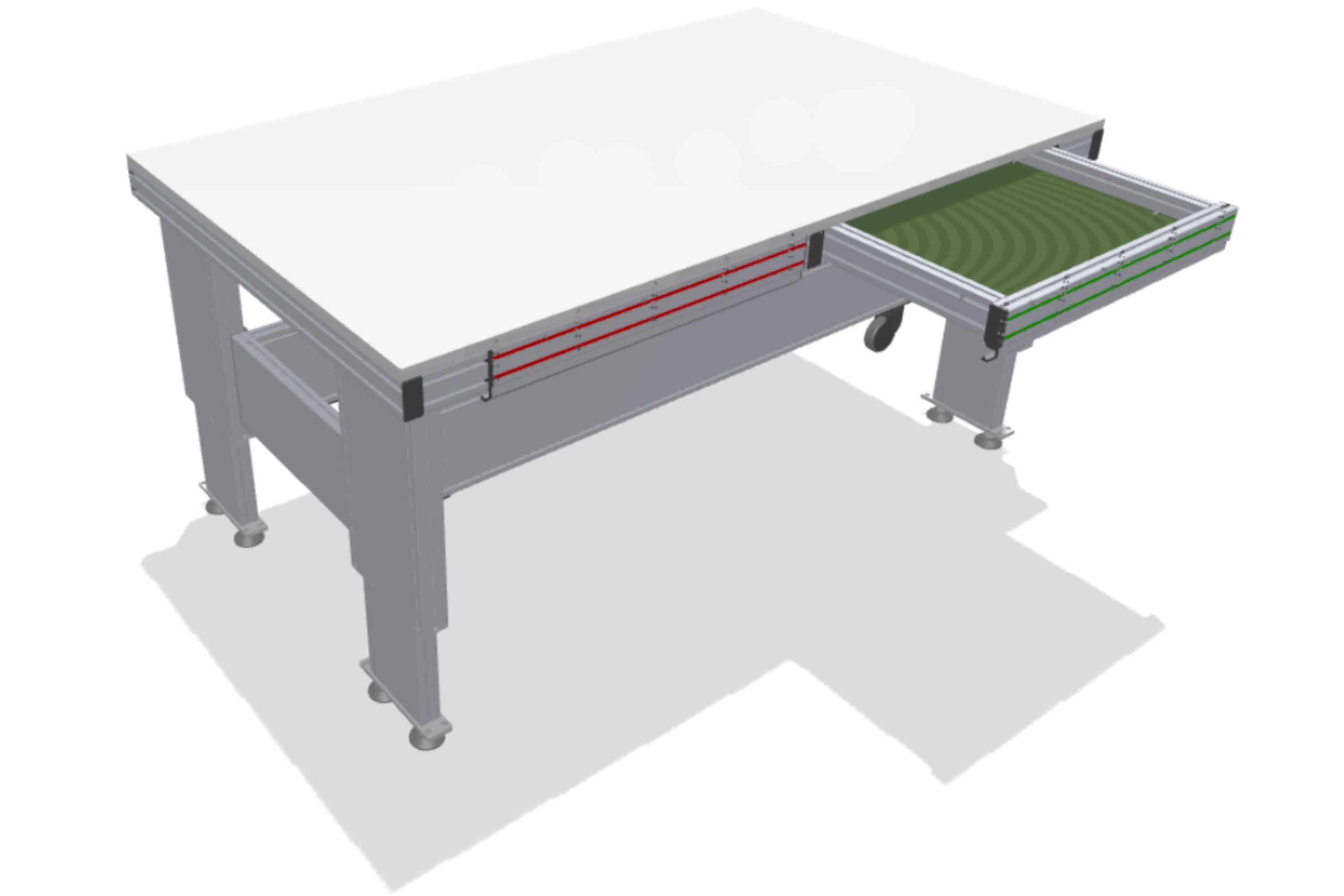 Mobile heavy-duty assembly table with drawers