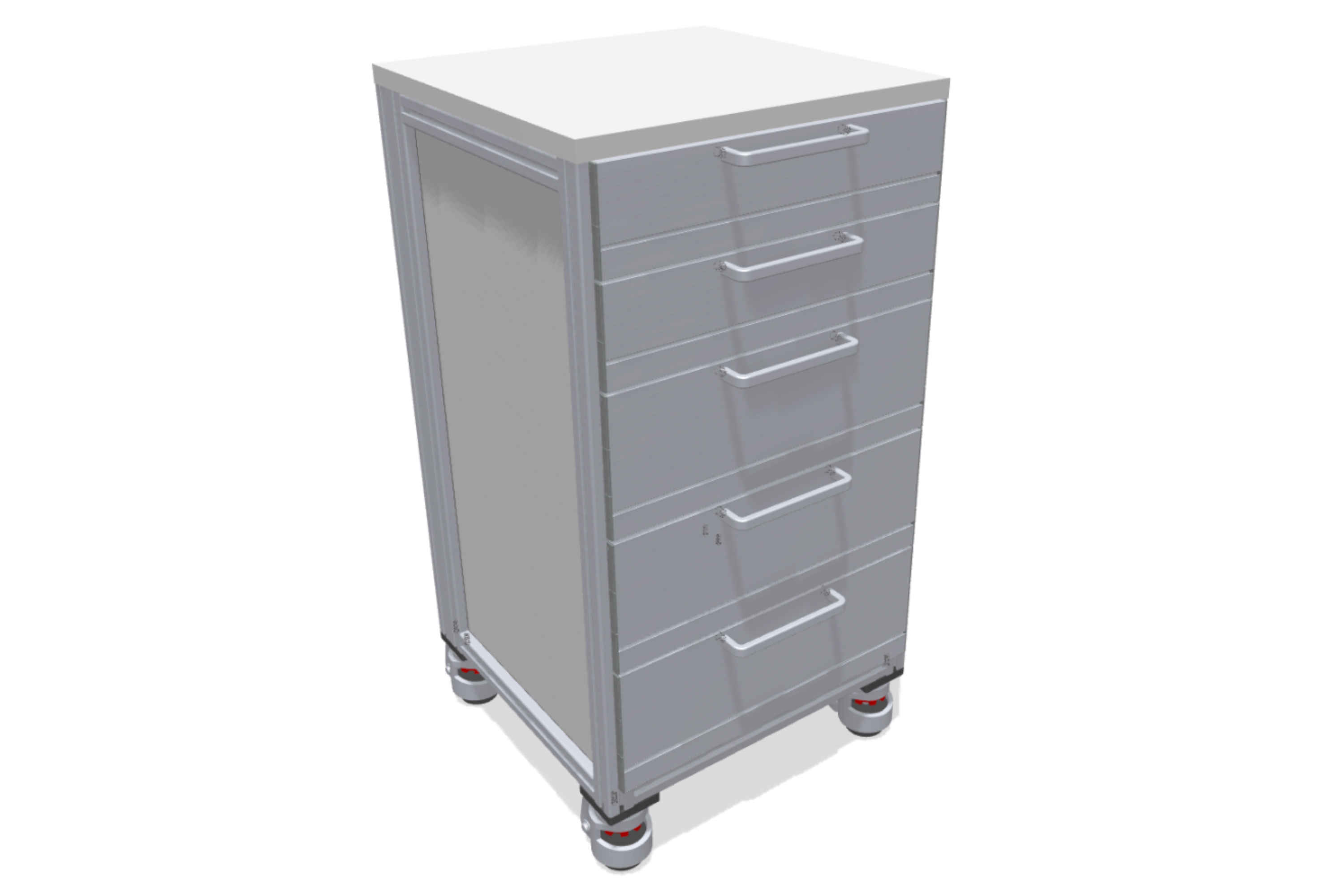 Drawer cabinet with individual handles