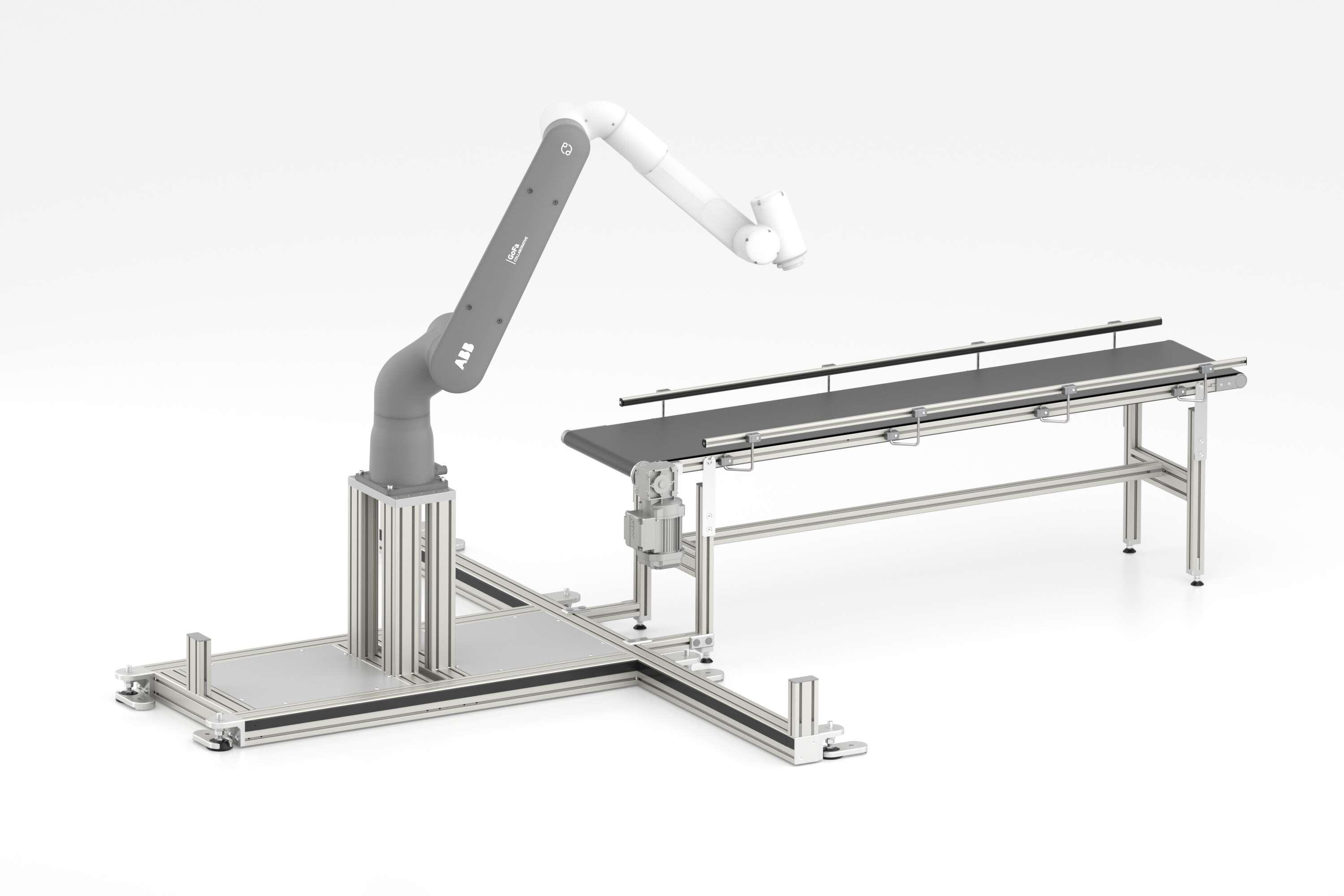 Palletizing unit with conveyor belt for ABB cobots