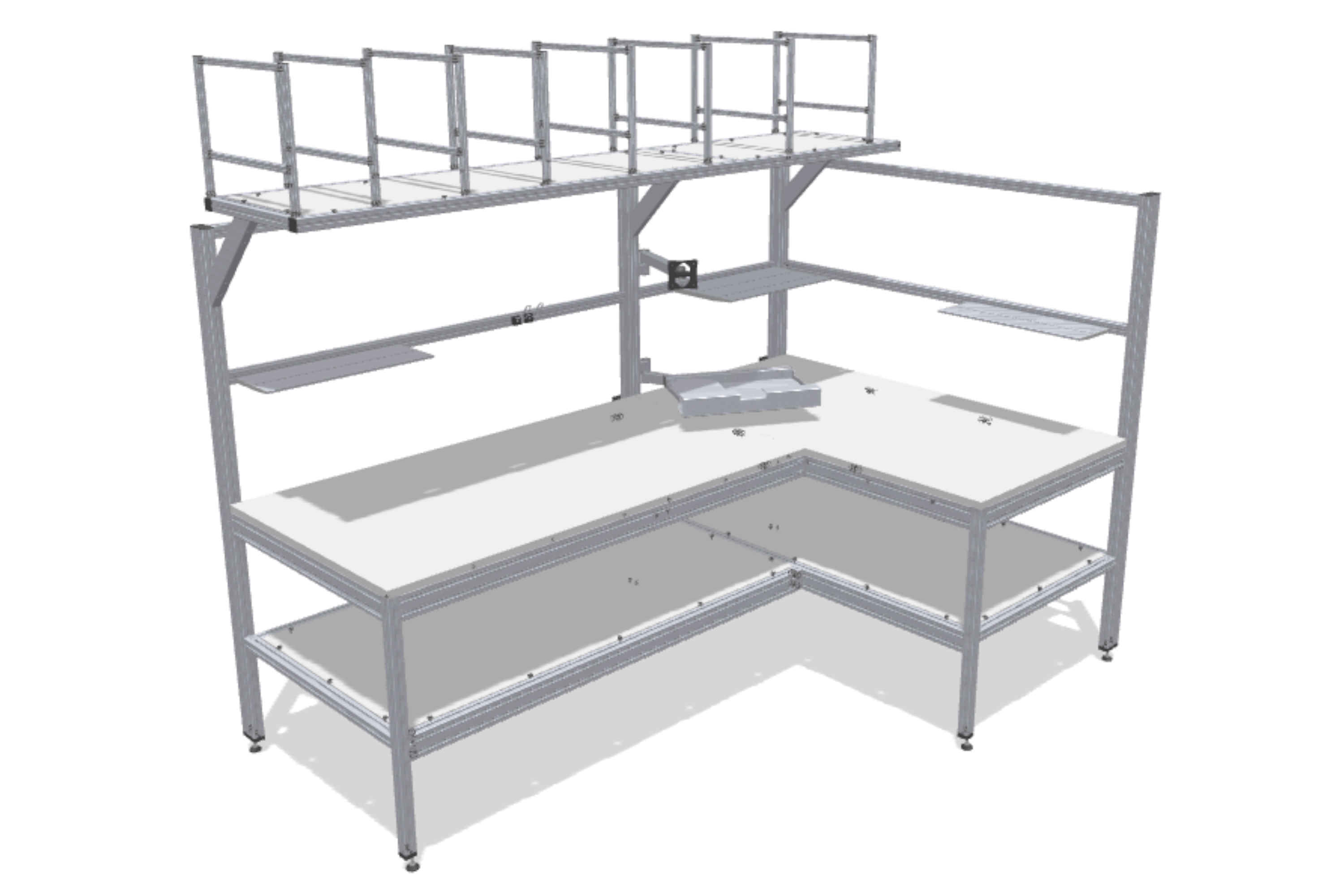 L-shaped table for packaging tasks