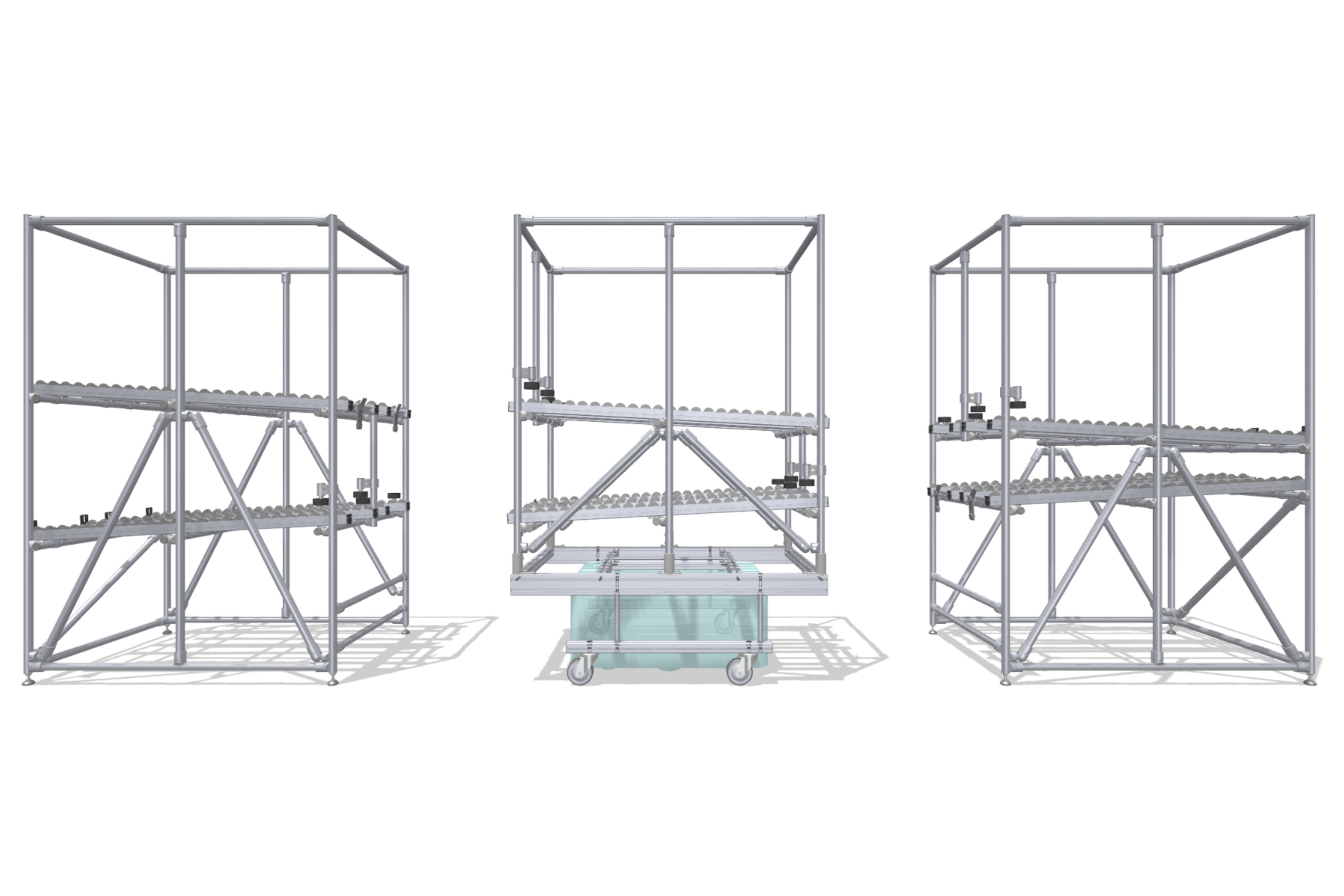 FIFO racks for automatic material supply with MiR250 Shelf Carrier