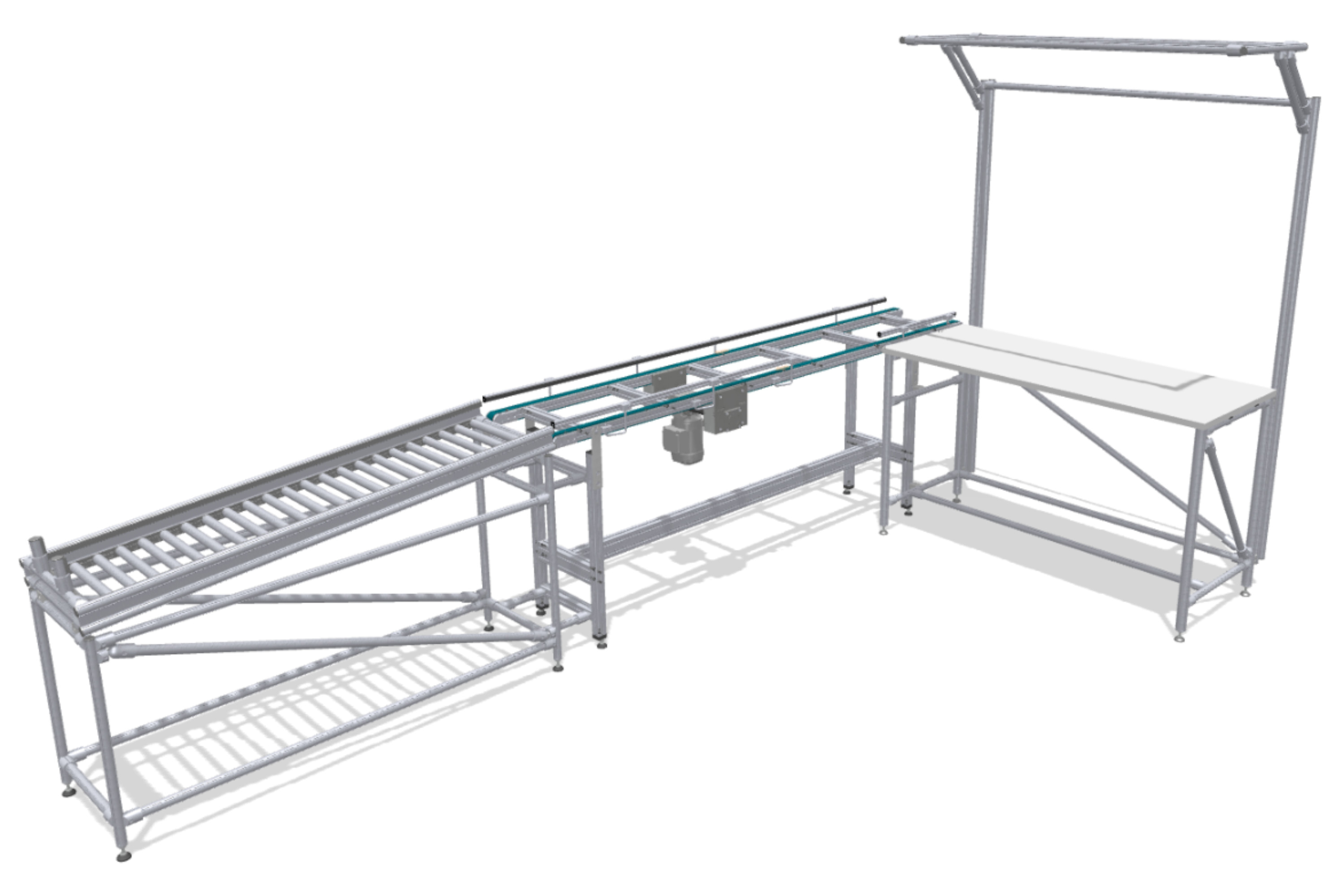 Workstation with conveyor belt and material buffer