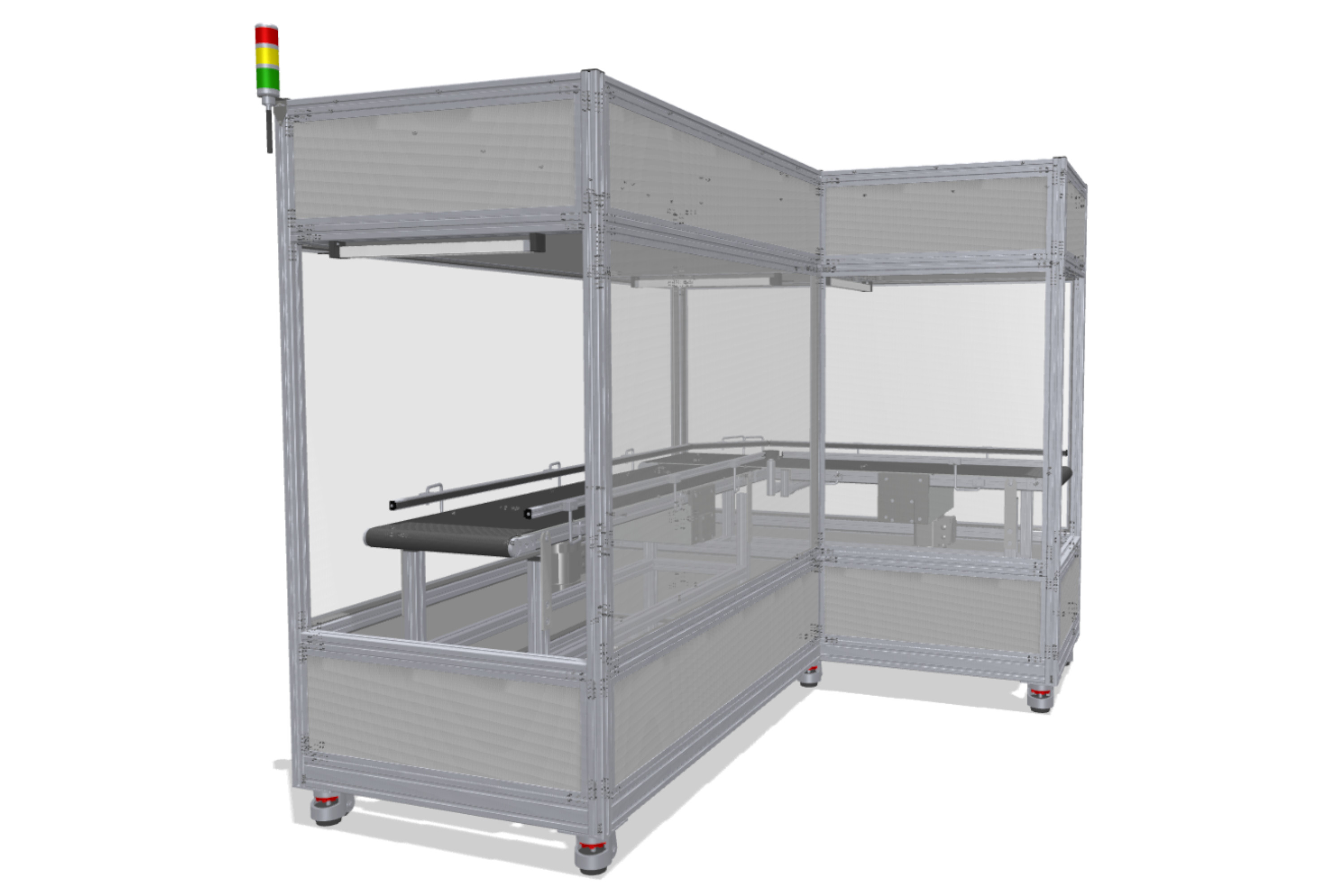 Corner solution for conveyor belts with enclosure