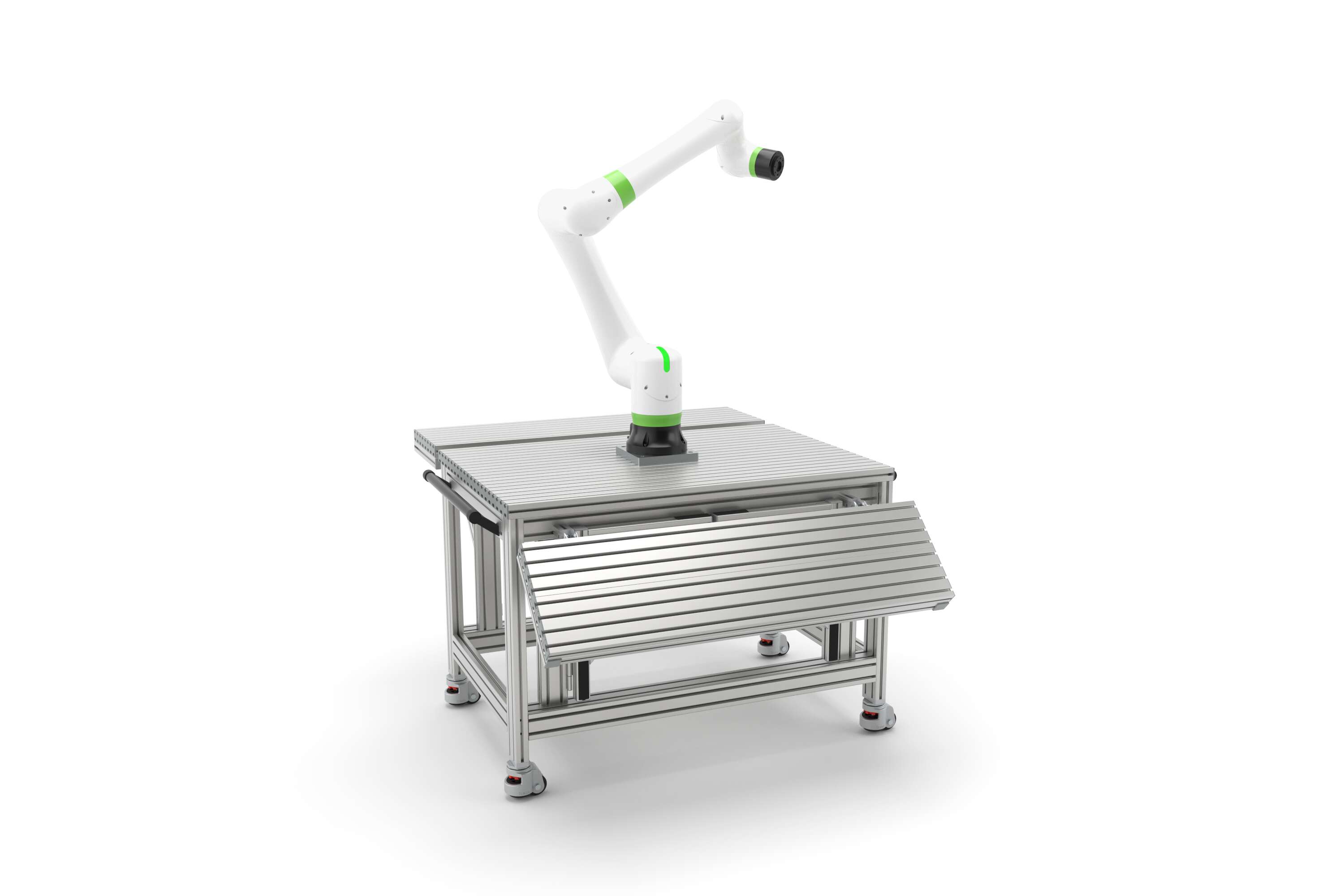 Robot workstation with expandable work surface