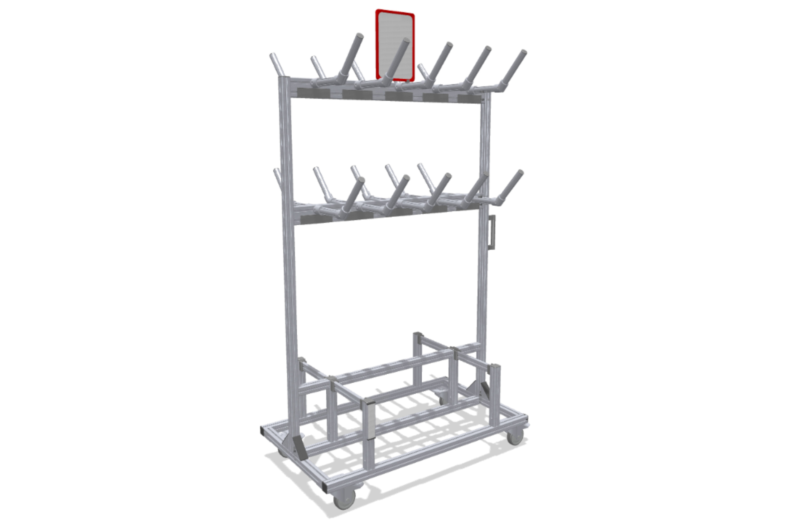 High transport trolley for cable harnesses and hoses