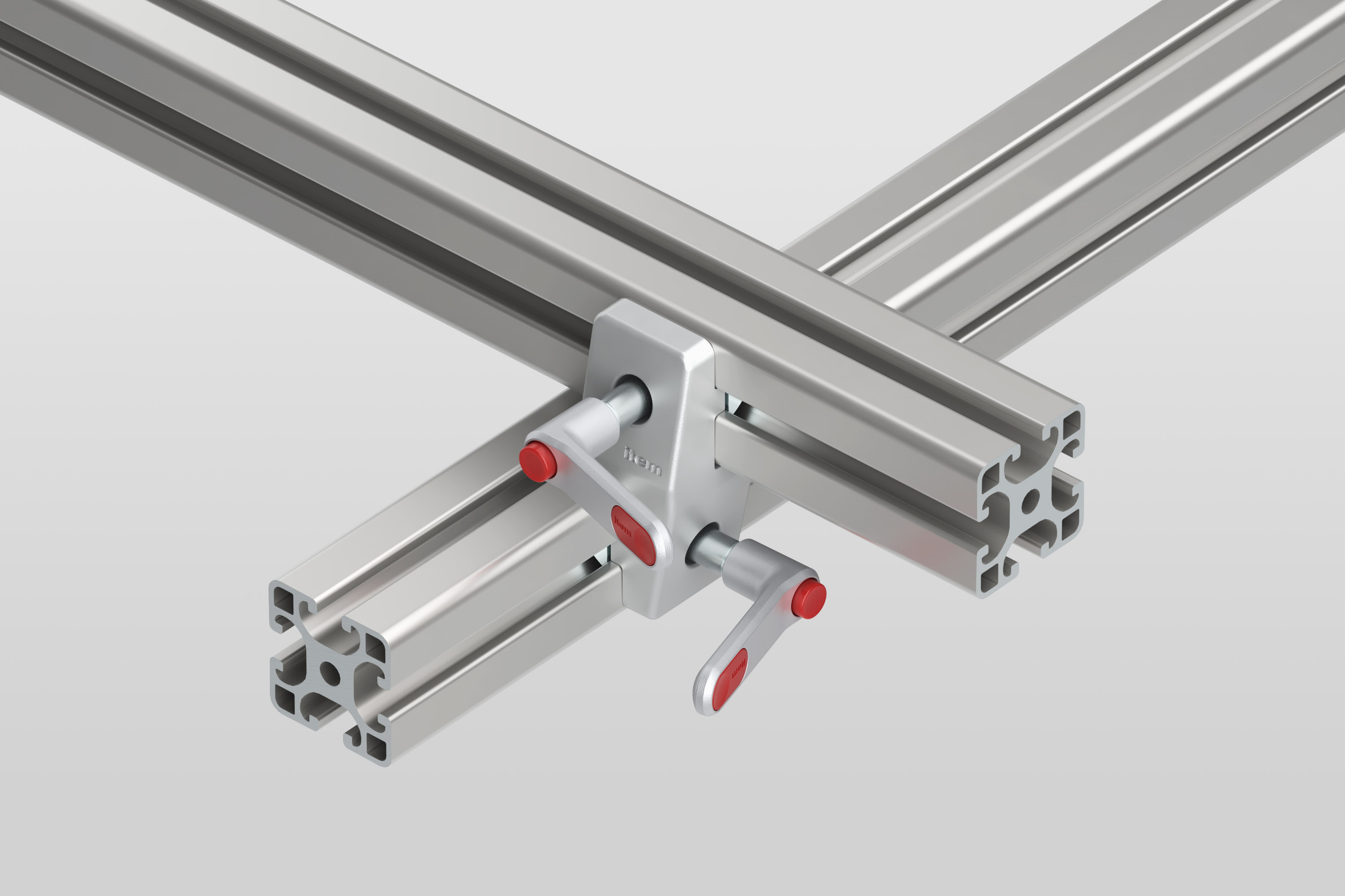 Transverse-Fastening Set 8 with Clamp Lever, right, white aluminium, similar to RAL 9006