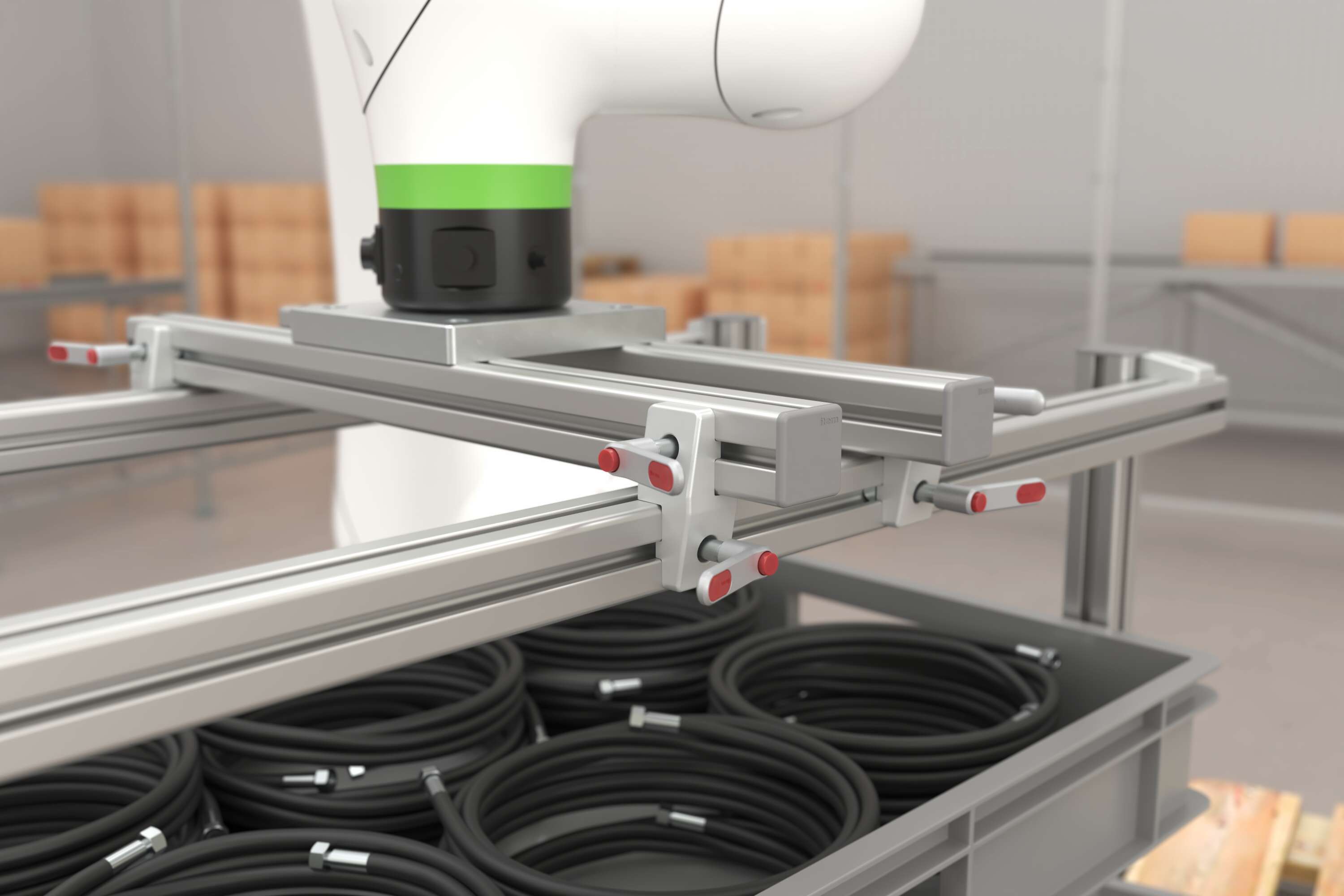 Transverse-Fastening Set 8 with Clamp Lever, left, white aluminium, similar to RAL 9006