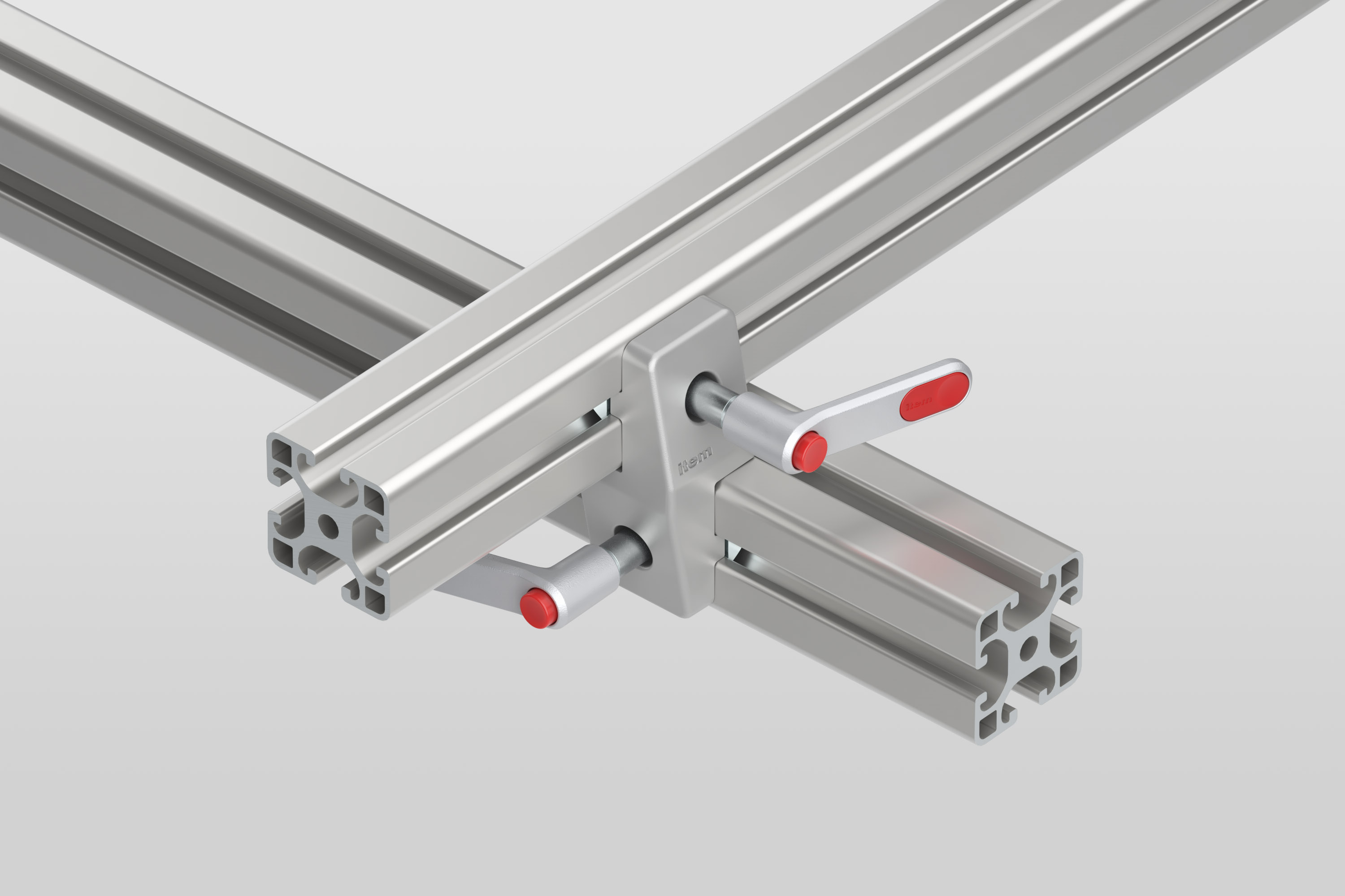 Transverse-Fastening Set 8 with Clamp Lever, left, white aluminium, similar to RAL 9006