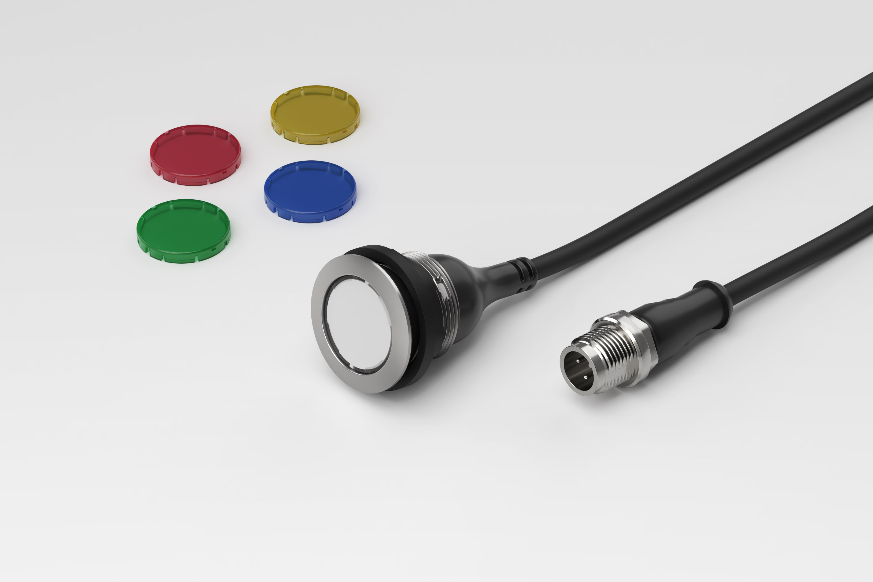 Pushbutton M22 1NO 1NC M12, Male Connector, A-coded