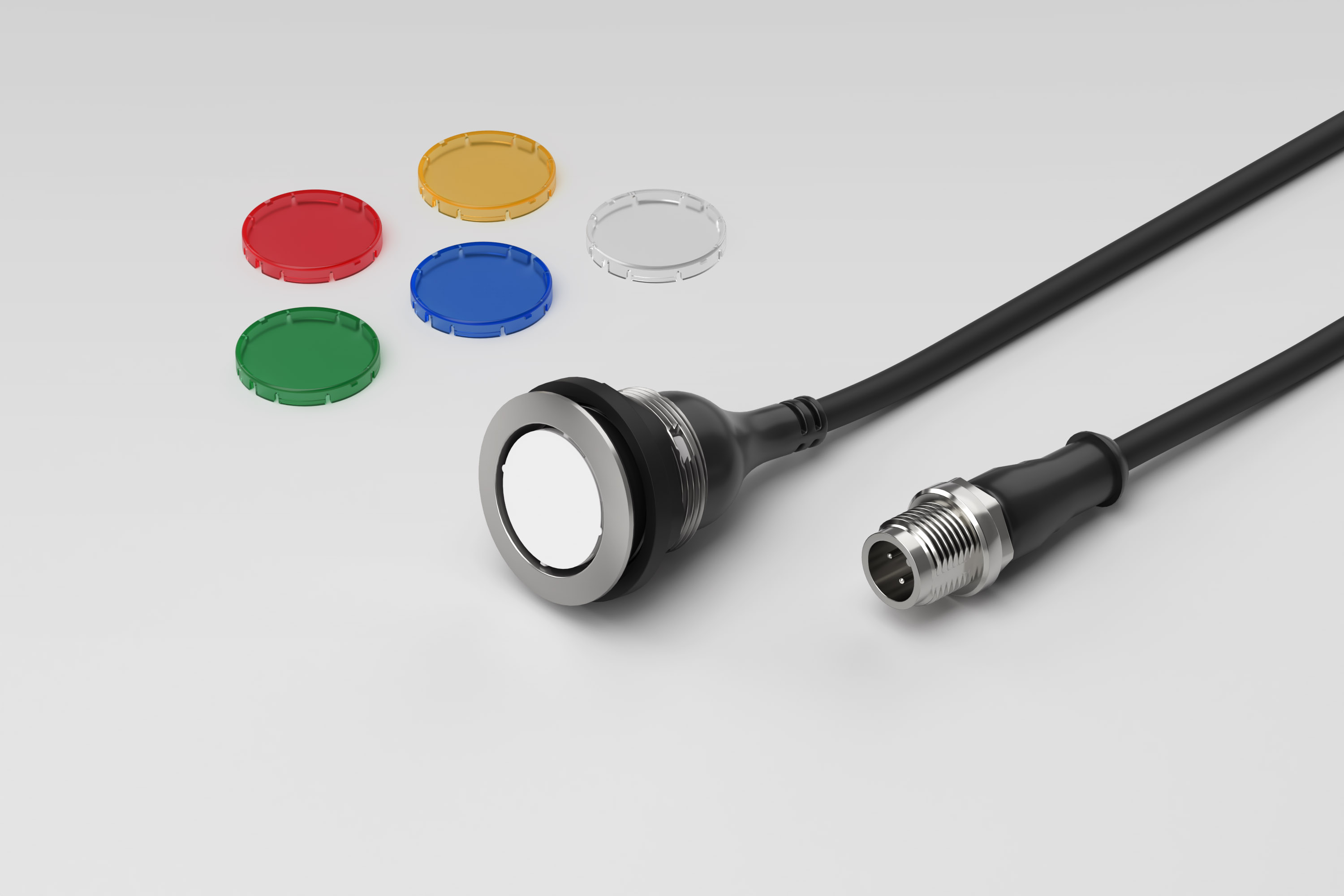 Pushbutton M22 1NO 1NC M12, Male Connector, A-coded