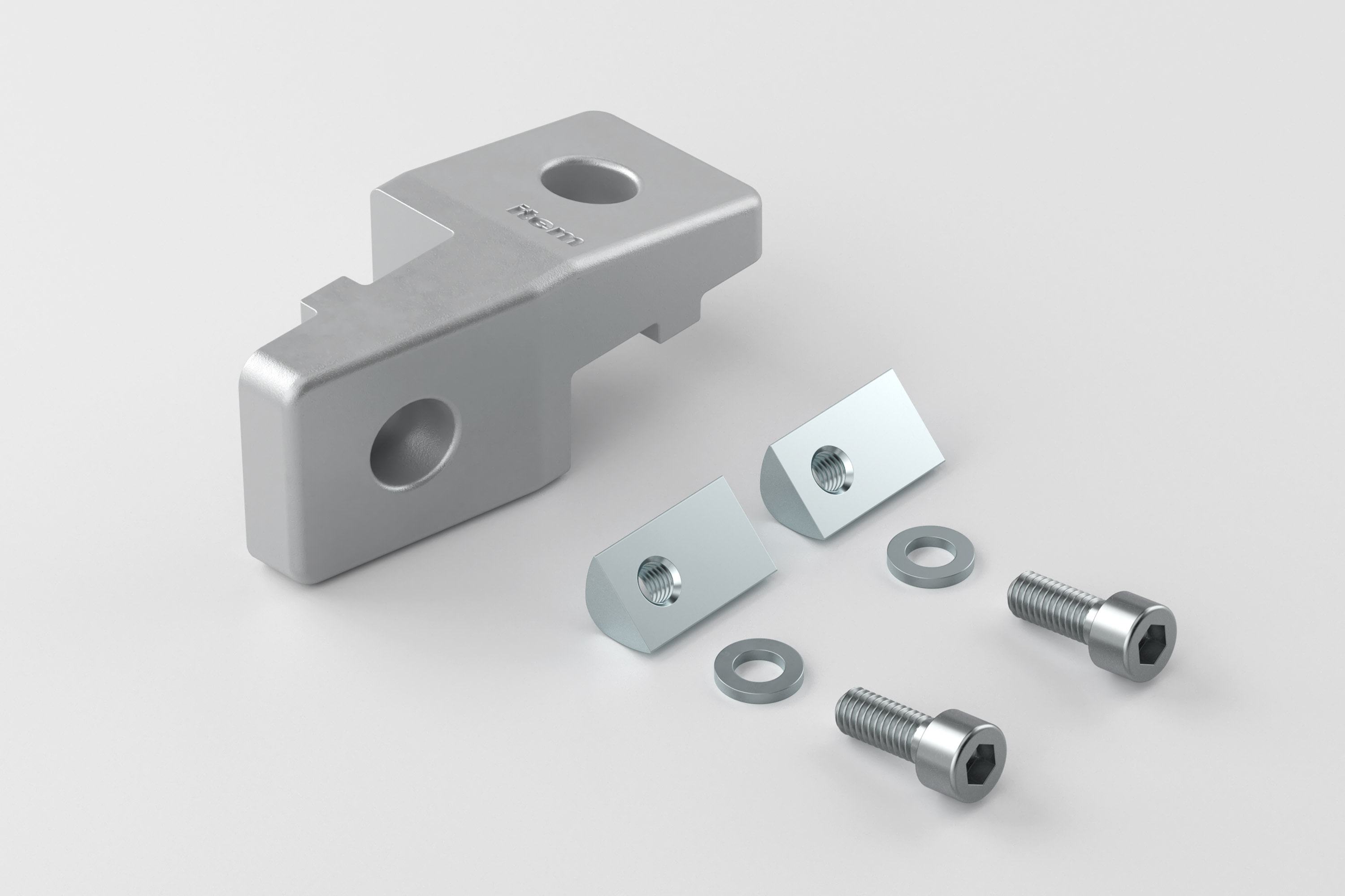 Transverse-Fastening Set 8, right, white aluminium, similar to RAL 9006