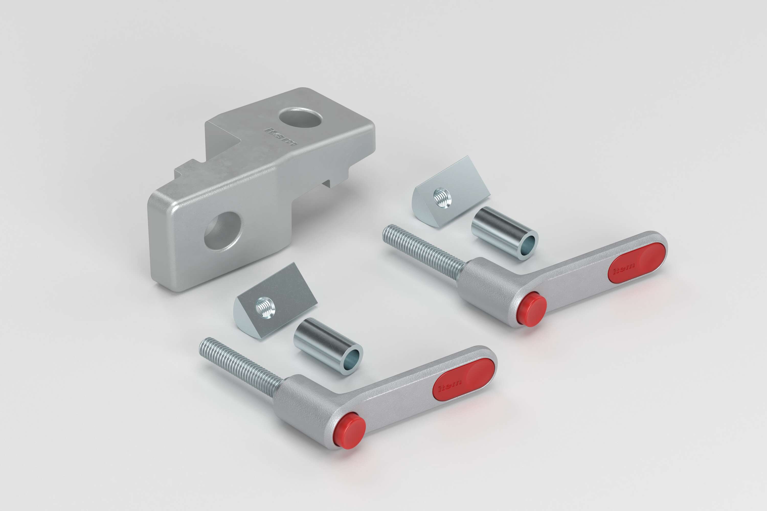 Transverse-Fastening Set 8 with Clamp Lever, right, white aluminium, similar to RAL 9006